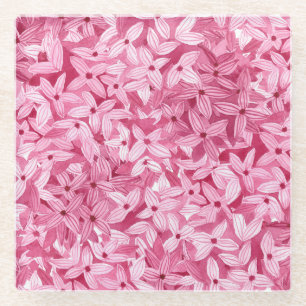 Dessous-de-verre En Verre Aquarelle fleurs lilas : arrière - plan rose