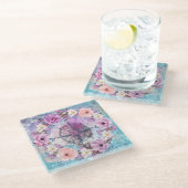 Dessous-de-verre En Verre Aquarelle Florale (Incliné)