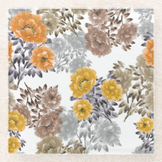 Dessous-de-verre En Verre Aquarelle florale de pivoine Arrière - plan blanc