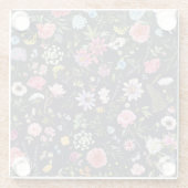 Dessous-de-verre En Verre Aquarelle Florale : Motif d'été doux. (Dos)