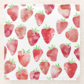 Dessous-de-verre En Verre Aquarelle fraise (Devant)
