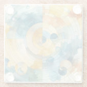 Dessous-de-verre En Verre Aquarelle géométrique bleu et jaune Abstrait (Dos)