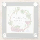 Dessous-de-verre En Verre Aquarelle Grappe Vins Cave à vin Or Noir (Dos)