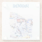 Dessous-de-verre En Verre Aquarelle illustrée de Santorin Grèce (Dos)