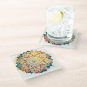 Dessous-de-verre En Verre Aquarelle Mandala (Incliné)