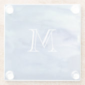 Dessous-de-verre En Verre Aquarelle Monogram Blue Abstrait Water Art (Dos)