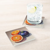 Dessous-de-verre En Verre Aquarelle orange (Incliné)