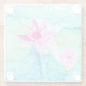Dessous-de-verre En Verre Aquarelle Pastel Rose Lotus Fleurs (Dos)