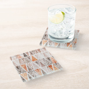 Dessous-de-verre En Verre Aquarelle Pastel Terracotta Triangles Tribales