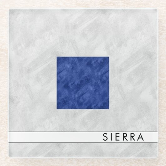 Dessous-de-verre En Verre Aquarelle Signal nautique Pavillon maritime (Devant)