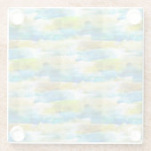 Dessous-de-verre En Verre Aquarelle vert abstrait, bleu (Dos)