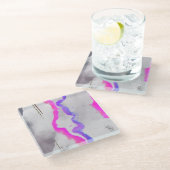 Dessous-de-verre En Verre Aquarelle violet et rose Abstrait (Incliné)