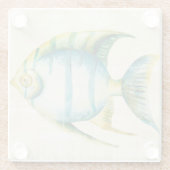 Dessous-de-verre En Verre Aquarium bleu et jaune Poisson (Dos)