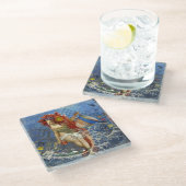 Dessous-de-verre En Verre Aquarius Mermaid Bleu gothique (Incliné)