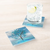 Dessous-de-verre En Verre Arbre bleu cristal (Incliné)