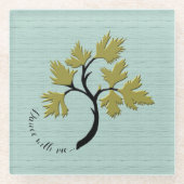 Dessous-de-verre En Verre Arbre dansant personnalisé Vert olive (Devant)