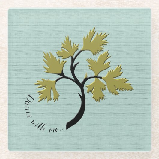 Dessous-de-verre En Verre Arbre dansant personnalisé Vert olive (Devant)
