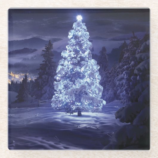 Dessous-de-verre En Verre Arbre de Noël (Devant)