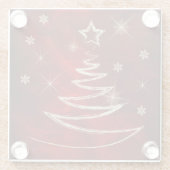 Dessous-de-verre En Verre Arbre de Noël or rouge (Dos)