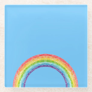 Dessous-de-verre En Verre Arc en ciel et ciel bleu