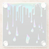 Dessous-de-verre En Verre Arc-en-ciel holographique goutte métal noir (Dos)