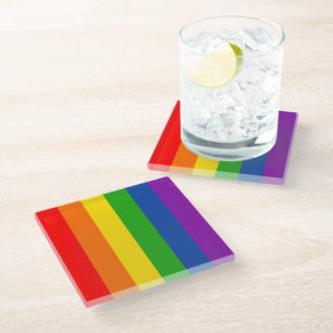 Dessous-de-verre En Verre Arc-en-ciel LGBTQ+ Pride drapeau, couleurs Gay pri