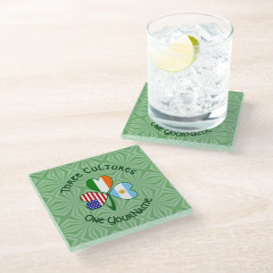 Dessous-de-verre En Verre Argentine Irlande États-Unis Trèfle Drapeau Person