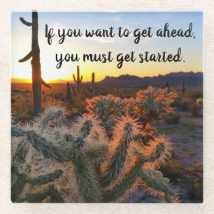 Dessous-de-verre En Verre Arizona Desert Sunset Cactus Inspiration Dire