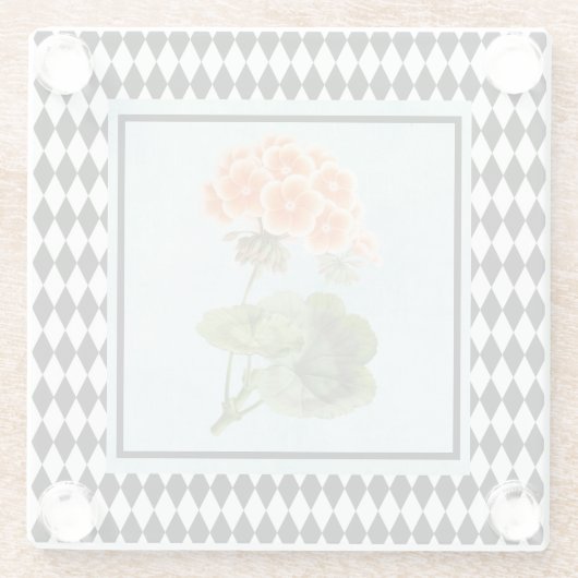 Dessous-de-verre En Verre Arlequin Botanique de géranium encadré (Dos)