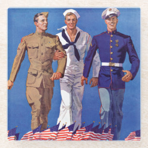 Dessous-de-verre En Verre Armée, marine et marines