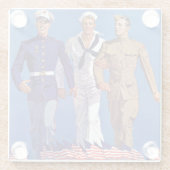 Dessous-de-verre En Verre Armée, marine et marines (Dos)