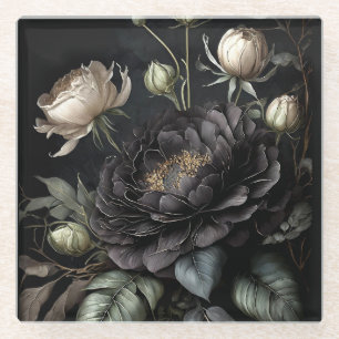 Dessous-de-verre En Verre Arrangement gothique Rose Fleur noire