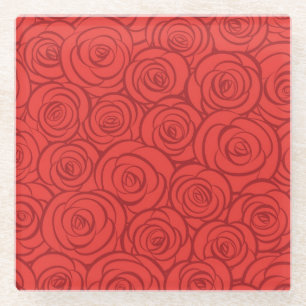 Dessous-de-verre En Verre Arrière - plan abstrait de roses rouges