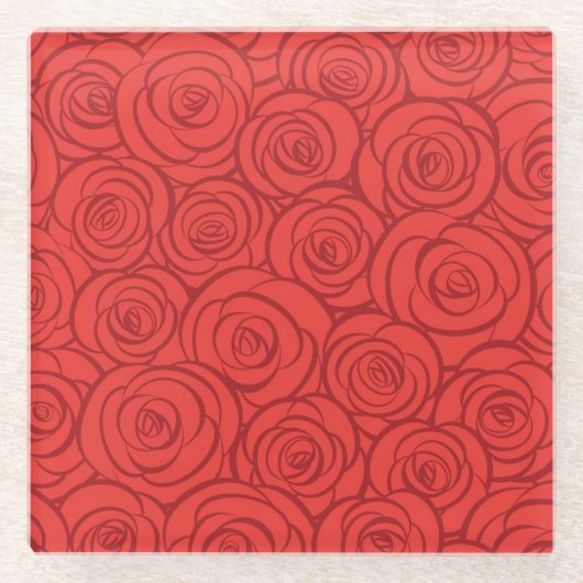 Dessous-de-verre En Verre Arrière - plan abstrait de roses rouges (Devant)