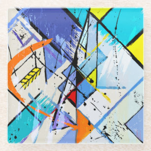Dessous-de-verre En Verre arrière - plan Abstrait, lignes géométriques, écla