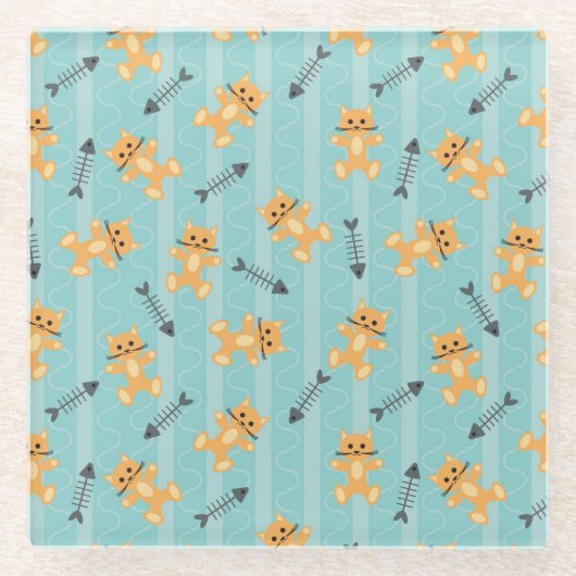 Dessous-de-verre En Verre arrière - plan avec des chats (Devant)