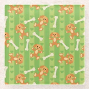 Dessous-de-verre En Verre arrière - plan avec des chiens et des os