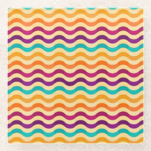 Dessous-de-verre En Verre Arrière - plan avec des rayures dans rétros 2