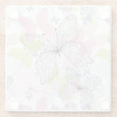 Dessous-de-verre En Verre Arrière - plan avec le papillon (Dos)