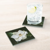Dessous-de-verre En Verre Arrière - plan blanc Magnolia Closeup Vert (Incliné)