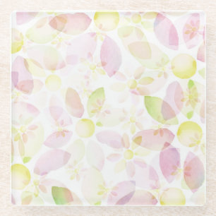 Dessous-de-verre En Verre Arrière - plan conçu de fleur d'aquarelle, textu