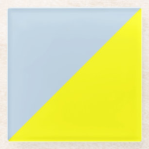 Dessous-de-verre En Verre Arrière - plan couleur uni jaune et bleu eau