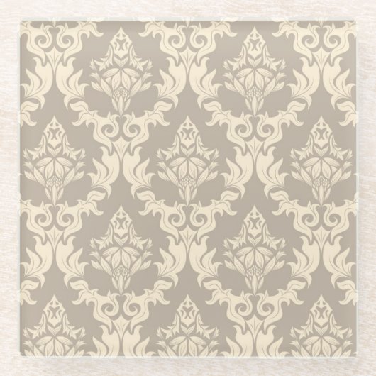 Dessous-de-verre En Verre Arrière - plan de damassé (Devant)