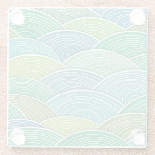 Dessous-de-verre En Verre Arrière - plan des vagues vertes abstraites (Dos)