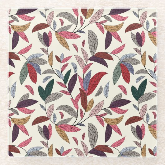 Dessous-de-verre En Verre Arrière - plan floral 2 (Devant)