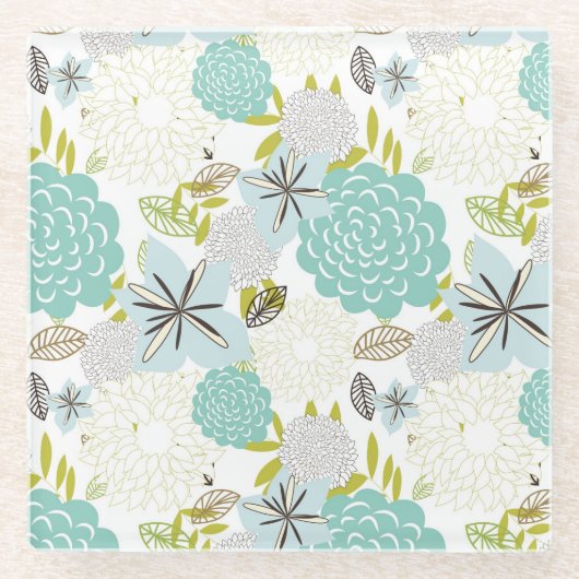 Dessous-de-verre En Verre Arrière - plan floral 5 (Devant)