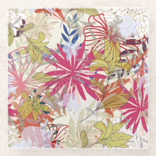 Dessous-de-verre En Verre Arrière - plan floral 6 (Devant)