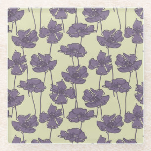 Dessous-de-verre En Verre Arrière - plan floral vintage de motif d'art