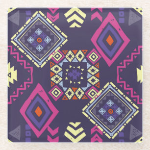 Dessous-de-verre En Verre Arrière - plan géométrique tribal, primitif.