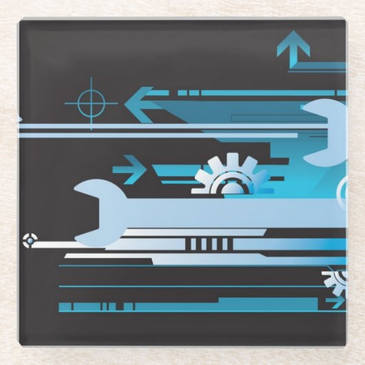 Dessous-de-verre En Verre Arrière - plan tramé technique 3 (Devant)